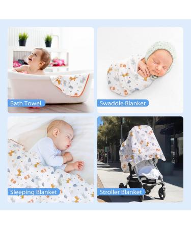 Miracle Baby Muslin Swaddle Blanket Cotton Summer | 110x150cm | Boys Girls Animal Print | Two Layers - Buy Online on SooperMarket.com
