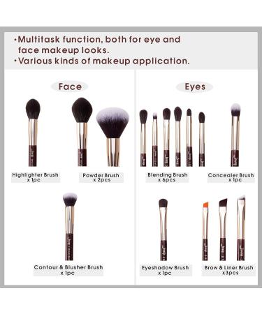 Jessup 15 Pcs Professional Makeup Brush Set - Synthetic Hair & Wooden Handle for Face Eye Foundation Powder & Eyeliner - International Shipping Available - Buy Online on SooperMarket.com