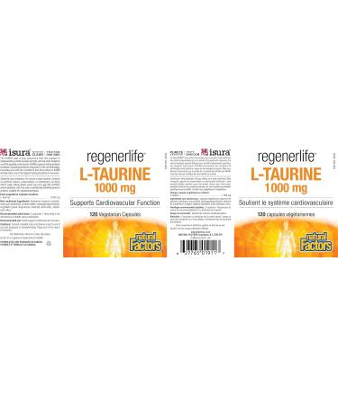 Natural Factors Regenerlife L-Taurine 1000 mg 120 vegetarian capsules Supports Cardiovascular Function - Buy Online on SooperMarket.com