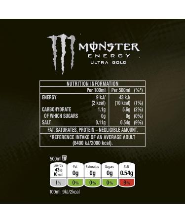 Monster Ultra Gold Energy Drink 4-Pack - Pineapple Flavor 500ml x 4 - Buy Online on SooperMarket.com