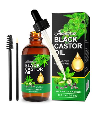 Jamaican Black Castor Oil 120ML Massage Oil for Aromatherapy 100% Pure Natural Cold Pressed Organic Castor Oil Stimulate Growth for Hair Eyelashes Eyebrows Skin Moisturizer & Hair Oil and Body Oil
