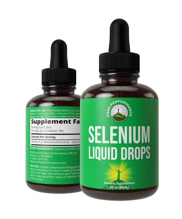 Selenium Liquid Drops High Bioavailability Supplement. 300 Servings with 200mcg Per Serving. for Thyroid Immune Heart and Cognitive Health. Vegan Zero Sugar. Selenium Trace Mineral Tincture.