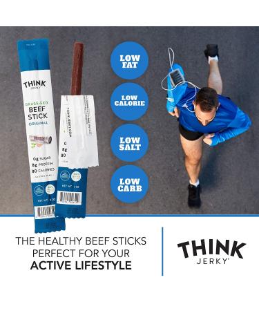 Think Jerky Grass-Fed Beef Sticks - Sugar Free, Gluten Free, Non-GMO, No Nitrates - Keto & Paleo Snack - High Protein, Low Carb - 1 oz (10 Pack) - Buy Online on SooperMarket.com