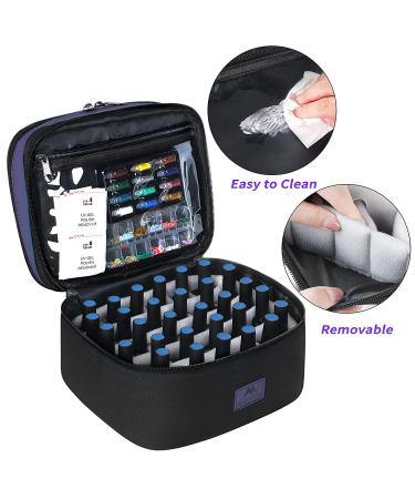 Women's Nail Polish Carrying Case - Holds 30 Bottles, Water Resistant Double Layer Organizer for Manicure Accessories - Black - Buy Online on SooperMarket.com