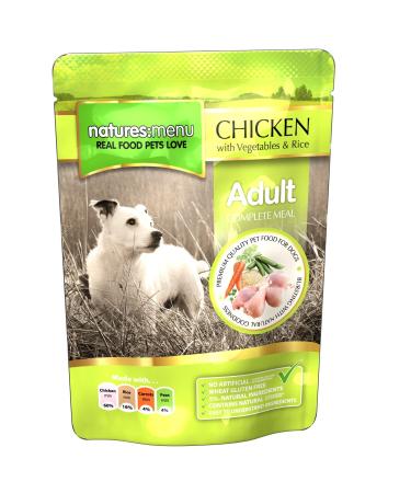 4 x Packs of Natures Menu Pouch Adult Dog Food (Chicken with Vegetables & Rice)