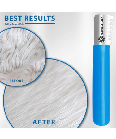 FLAMIA & JABZ Medium Dog Stripping Knife - Right-Handed Stainless Steel & Comfortable Plastic Handle for Grooming - Buy Online on SooperMarket.com