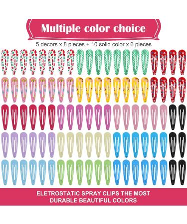 100Pcs Snap Hair Clips 2.76 Inch Metal Barrettes in Assorted Colors - Non-Slip Hair Accessories for Girls, Women, Kids, Teens - 100pcs Colorful Set - Buy Online on SooperMarket.com