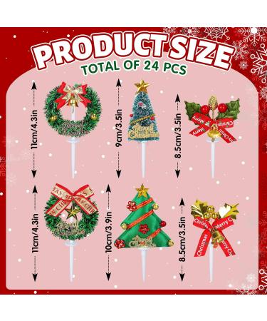 Whaline 24Pcs Christmas Cupcake Toppers 6 Design Xmas Tree Wreath Cupcake Picks Colorful Merry Christmas Cake Toppers Home Party Decor for Christmas Winter Holiday Birthday Party Cake Decorations - Buy Online on SooperMarket.com