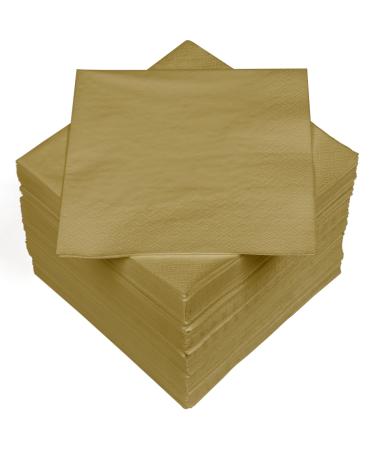 HEKU 100 monochrome napkins 3-layer 33x33cm i Uniform quality for events & gastronomy I practical 5-pack I highly absorbent and stylish gold