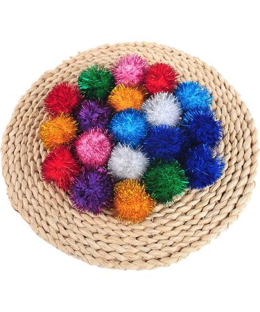 Voviggol 20-Pack Sparkle Cat Balls - Large Glittering Pom Pom Toys for Indoor Kittens - Fuzzy Colorful Balls - Buy Online on SooperMarket.com