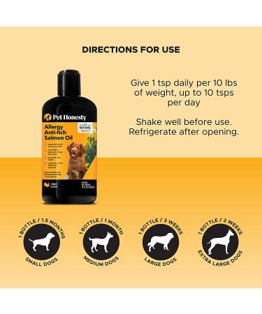 PetHonesty Allergy Anti-Itch Salmon Oil for Dogs - Omega-3 Liquid Supplement for Shedding & Itching - Supports Joints, Brain, and Heart Health - Buy Online on SooperMarket.com