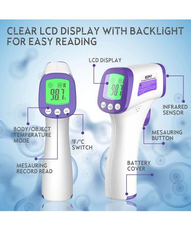 Non-Contact Infrared Forehead Thermometer for Adults & Kids - Digital Fever Alarm & LCD Display - Buy Online on SooperMarket.com