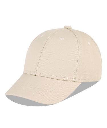 LANGZHEN 100% Cotton Outdoor Children's Kids Plain Baseball Cap Hat Adjustable Sun Hat for Girls Boys 1-2 Years Beige