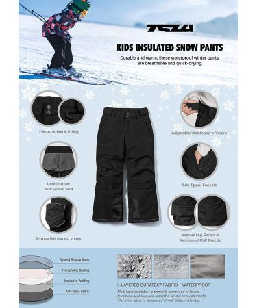 TSLA Youth Winter Cargo Snow Pants | Waterproof Insulated Ski Bottoms - Black (Size 12) - Buy Online on SooperMarket.com