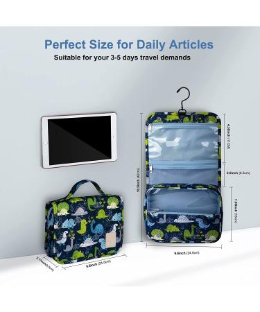 Men's Hanging Travel Toiletry Kit Bag - Waterproof Organizer with Dinosaur Cartoon Design - Blue - Buy Online on SooperMarket.com