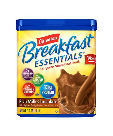 Carnation Breakfast ESSENTIALS Chocolate Powder, 17.7-Ounce Jar (Pack of 3)