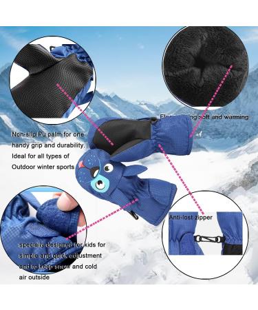 FAYHIJUN Waterproof Kids Mittens - Blue Dog M(Age 4-6) | Thermal Fleece Lined Winter Gloves for Boys & Girls - Ideal for Skiing, Snowboarding, Outdoor Activities - Buy Online on SooperMarket.com