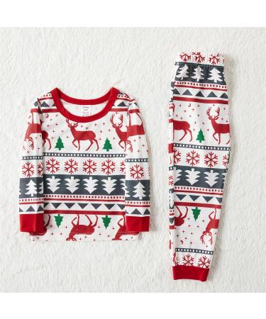 PatPat Family Christmas PJs Matching Sets - Reindeer & Snowflake Patterned Sleepwear for Couples and Kids (Kids 6-7 Years, Elks White) - Buy Online on SooperMarket.com