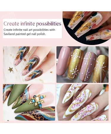 Saviland Gold Liner Nail Art Gel Polish - Soak Off U V LED French Manicure Starter Gel for Swirl Nails - DIY Nail Salon 1 Color Liner Gel - Buy Online on SooperMarket.com