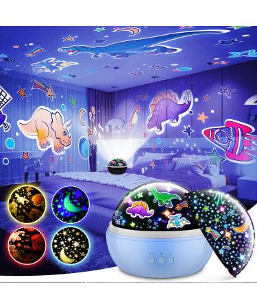 Qukir Star Dinosaur Projector Dinosaur Toys for Boys Toys for 1-14 Year Old Boy Gift for 3 4 5 Year Olds Boys Toys Age 4-8 Dinosaur Gifts Dinosaur Night Lights Star Projector Room Decor Sensory Toy Blue