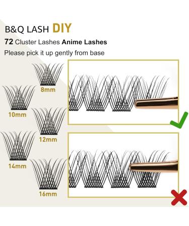 D-16mm Cluster Lashes 72 Clusters | Volume Eyelash Extensions DIY Kit | Soft Wispy Individual Lashes | B&Q Lash Clusters - Buy Online on SooperMarket.com