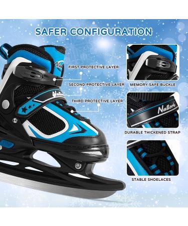 MammyGol Adjustable Ice Skating Shoes for Kids - Gray Blue Hockey Lace-Up Skate (Size L/XL) - Beginner Ice Skates for Boys and Girls - Buy Online on SooperMarket.com