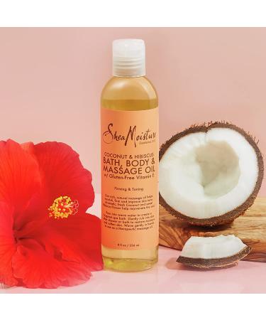 SheaMoisture Bath Body & Massage Oil - 8 fl oz | Gluten-Free Vitamin E, Coconut & Hibiscus - Buy Online on SooperMarket.com