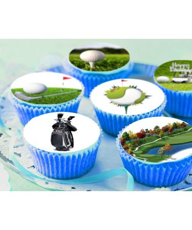 24 x Pre-Cut Golf 1 Edible Stand up Wafer Paper Cupcake Toppers Cake Decorations Happy Birthday Party Sport - Buy Online on SooperMarket.com