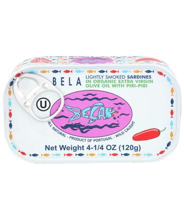 Bela Lightly Smoked Sardines in Organic Extra Virgin Olive Oil with Piri Piri - 12 pack