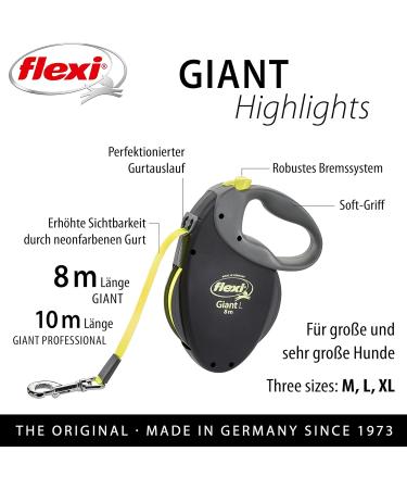 Buy Flexi Giant Professional L Dog Leash 10m - For Dogs Up to 50kg | Black/Neon Yellow - International Shipping Available - Buy Online on SooperMarket.com