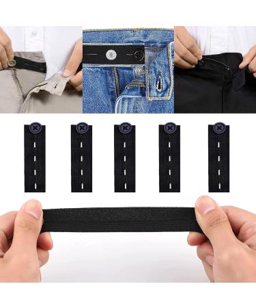 5PCS Adjustable Waist Extender Button Extenders - Black Elastic Waist Extension for Trousers, Pants, Shorts - Buy Online on SooperMarket.com