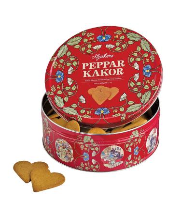 Nyakers Swedish Ginger Cookies - Sweet and Spicy Heart-Shaped Gingersnaps - Swedish Style Cookies - Delicious Cookies on the Go - Red Tin 14.11oz