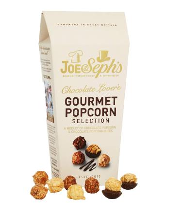 Joe & Seph's Chocolate Lovers Popcorn Selection (1x105g) | gourmet popcorn air-popped popcorn chocolate snack gifts for men and women sweet popcorn movie night snacks 105 g (Pack of 1) Gourmet Chocolate Popcorn Selection