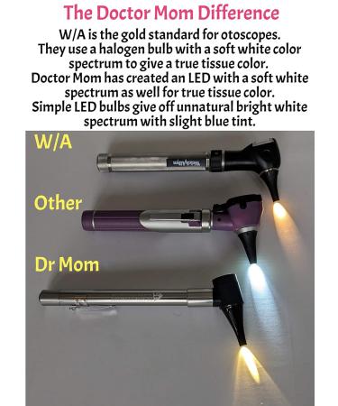 Dr Mom Slimline Stainless LED Pocket Otoscope - Third Generation with Soft White Natural Hue Light Spectrum - Clamshell Packaging - Buy Online on SooperMarket.com
