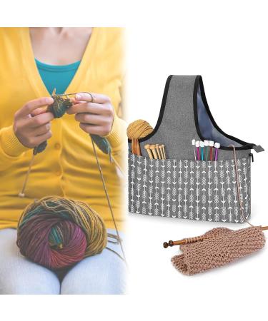 YARWO Yarn Storage Tote Wrist Bag for Yarn Skeins & Knitting Supplies - Gray with Arrow Design | Bag Only - Buy Online on SooperMarket.com