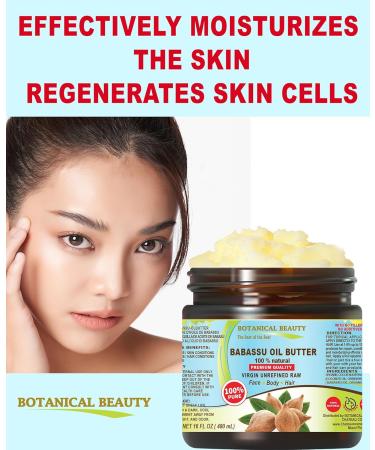 Botanical Beauty Babassu Oil Butter 100% Pure Unrefined Cold-Pressed | 4 Fl oz Natural Moisturizer for Face Skin Body Hair | Rich in Vitamin E & C - Buy Online on SooperMarket.com