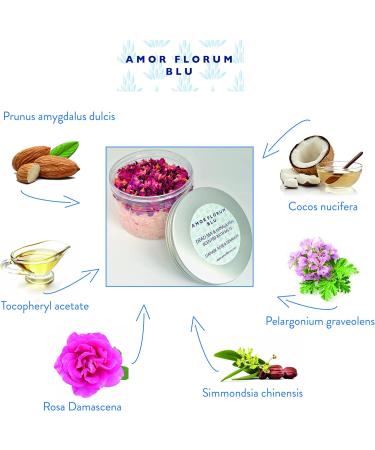 Amor Florum Blu - 100% Natural Bathing Salt | Himalayan & Totes Sea Salt with Rose & Geraniums | Detoxify & Relax - 400g - Buy Online on SooperMarket.com