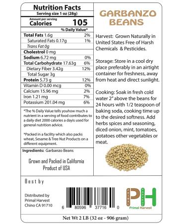 Organic Garbanzo Beans 5lb - Raw, Non-GMO, Kosher, Sproutable, Vegan, High in Dietary Fiber - Buy Online on SooperMarket.com