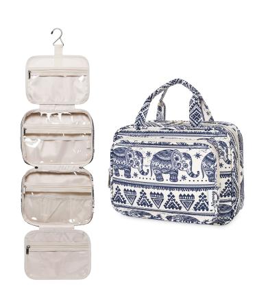 Narwey Hanging Travel Toiletry Bag for Women Wash Bag Cosmetics Makeup Bag Organizer for Travel Size Accessories A-elephant (Medium)