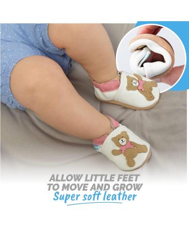 Soft Sole Baby Shoes for Girls and Boys | Leather Toddler Walking Shoes 12-18 Months Pink Teddy - Buy Online on SooperMarket.com