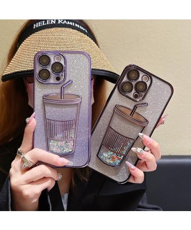 Gradient Glitter Quicksand Milk Tea For Iphone Case 15/14/13/12/11 Pro Max Electroplating Gradient Glitter Milk Tea Phone Case 3d Three-Dimensional Milk Tea Cup Shape (11 Pink-A) 11 Pink-A - Buy Online on SooperMarket.com