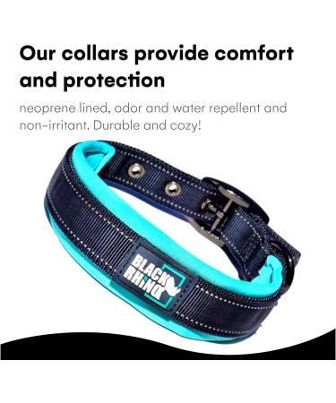 Black Rhino Comfort Collar - Super Soft Neoprene Dog Collar for All Breeds | Adjustable Reflective & Weatherproof | Aqua/Gray Medium - Buy Online on SooperMarket.com