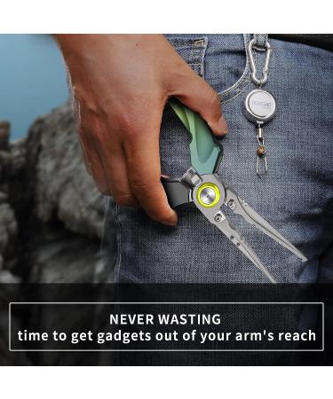TRUSCEND Fishing Pliers Set with Zinger Retractor | Saltwater Resistant Teflon Coated | Multi-Function Fishing Gear | Hook Remover Split Ring Plier | Fly Fishing Tools | Fishing Gifts for Men - Alpine Green - Buy Online on SooperMarket.com