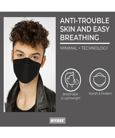 NYBEE KF94 Mask Pack of 10 - Black | 4-Layer Breathable Lightweight Design for Adults with Comfortable Earloops | Made in Korea - Buy Online on SooperMarket.com