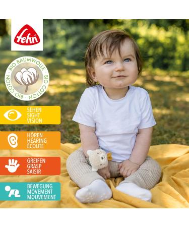 Fehn Rassel Bracelet Baby Toy - Organic Cotton Bear Rattle for Babies 0+ Months - Cuddly Grip Toy for Toddlers - Buy Online on SooperMarket.com
