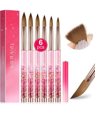 Saviland 6PCS Acrylic Nail Brush Set - Pink Gradient Handle, Sizes 6/8/10/12/14/16 - Ideal for Acrylic Nails, Powder & Nail Art - Beginner Friendly - Buy Online on SooperMarket.com