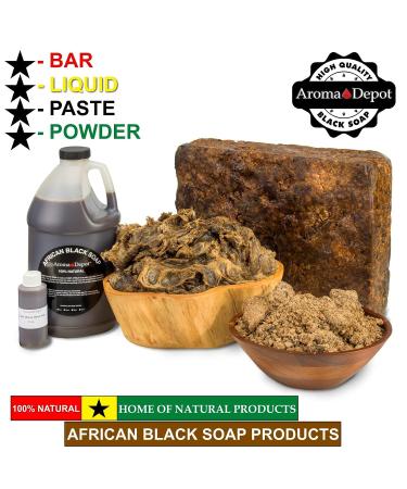 Aroma Depot Raw African Black Soap 1/2 Gallon - 100% Natural for Acne, Eczema, Psoriasis - Handmade from Ghana - Buy Online on SooperMarket.com