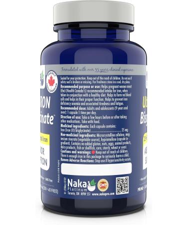240 vcaps Iron Bisglycinate 25 mg Elemental Iron Superior Absorption Made in Canada (240 caps) 240 count (Pack of 1) - Buy Online on SooperMarket.com