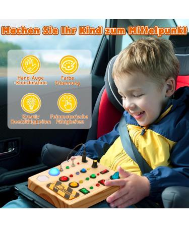Norbase Montessori Busy Board with LED | Educational Toys for Kids 1-3 Years | Perfect Wooden Gifts for Young Girls - Buy Online on SooperMarket.com