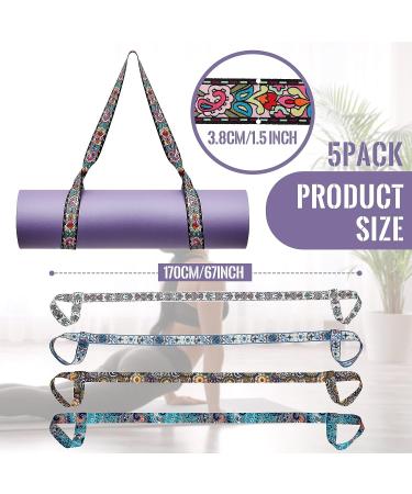 5 Pcs Adjustable Yoga Mat Strap and Carrier - Thick Stretching Strap for Carrying Mat - 5 Styles Yoga Mat Sling for Men and Women - Buy Online on SooperMarket.com